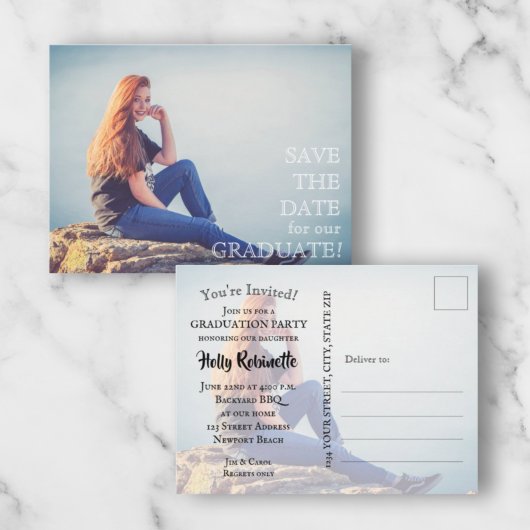 写真 卒業パーティー招待状 ポストカード