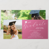 写真 卒業パーティー エレガント モダン スクリプト 招待状 (正面/裏面)