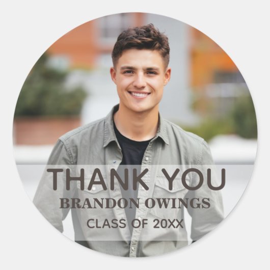 写真 卒業パーティー サンクス ネーム  年  クラス ラウンドシール (正面)