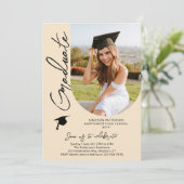 写真 卒業パーティー モダン エレガント スクリプト 招待状 (スタンド正面)