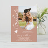 写真 卒業パーティー モダン エレガント スクリプト 招待状 (スタンド正面)