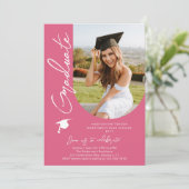 写真 卒業パーティー モダン エレガント スクリプト 招待状 (スタンド正面)