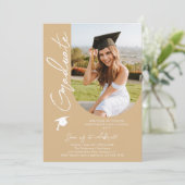 写真 卒業パーティー モダン エレガント スクリプト 招待状 (スタンド正面)