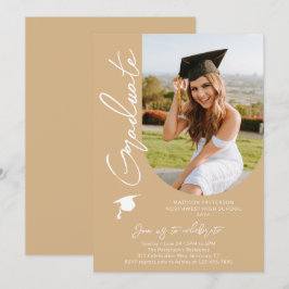 写真 卒業パーティー モダン エレガント スクリプト 招待状