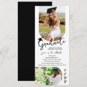 写真 卒業パーティー モダン エレガント スクリプト 招待状 (正面/裏面)