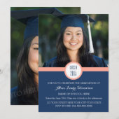 写真 卒業パーティー 招待状 青いコーラル (正面/裏面)