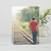 写真 卒業パーティー 高校卒業 ブルー 招待状 (スタンド正面)