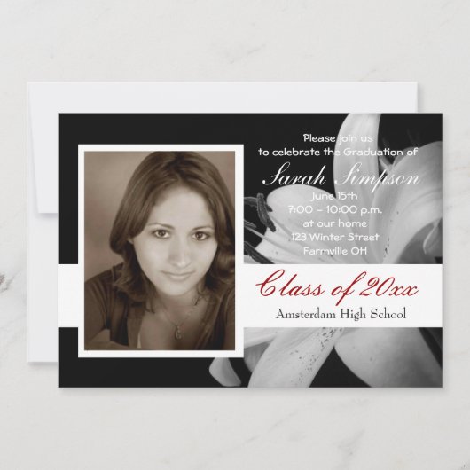 写真 卒業式 招待状 カード (正面)