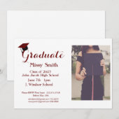 写真 卒業式 2024年 マルーンバレット 招待状 (正面/裏面)