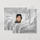 写真 卒業 ラグジュアリー シルバー メタリック インビテーション (正面/裏面)