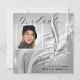 写真 卒業 ラグジュアリー シルバー メタリック インビテーション