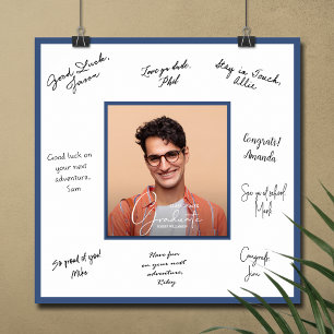 写真 卒業 寄せ書き 青 ポスター