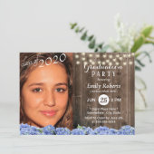 写真　卒業　素朴な木製　ハイドランジア　花 招待状 (スタンド正面)