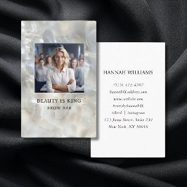 写真、大理石、ホワイトシルバー、サロン 名刺