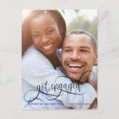 写真 婚約 発表 カリグラフィー 黒, 婚約のお知らせ 案内ポストカード (正面)