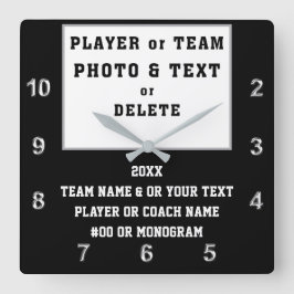 写真、季節の終わりのギフト、白黒、任意の色 スクエア壁時計