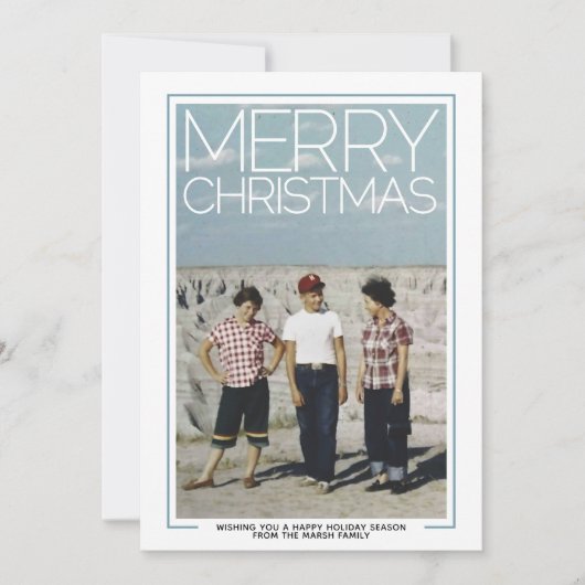 写真 – 巨大なメリークリスマス – モダン白縁ど色 シーズンカード (正面)