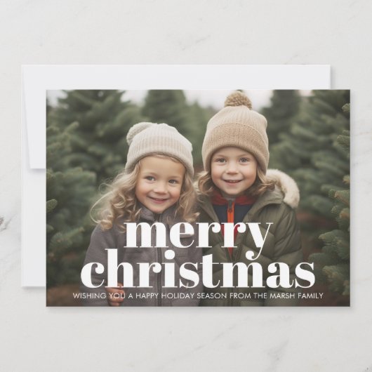 写真 – 巨大メリークリスマスホワイトオーバーレイ – ベリー シーズンカード (正面)