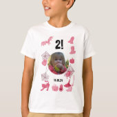 写真、年齢カスタム、誕生日とピンクのハロウィーンの Tシャツ (正面)