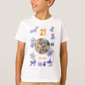 写真、年齢カスタム、誕生日と紫ハロウィーンの Tシャツ (正面)