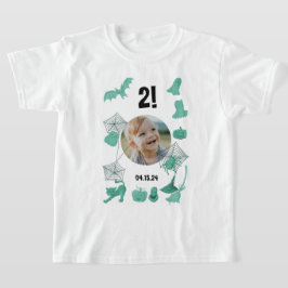 写真、年齢カスタム、誕生日と緑のハロウィーンの Tシャツ