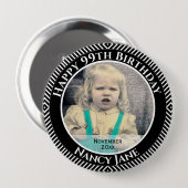 写真:幾何学的な斜め線(黒と白) 缶バッジ (正面&裏面)