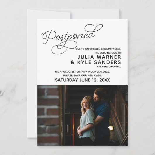 写真 延期 結婚発表 招待状 (正面)