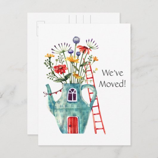 写真、引っ越しました、はがきのお洒落追加 ポストカード (正面/裏面)