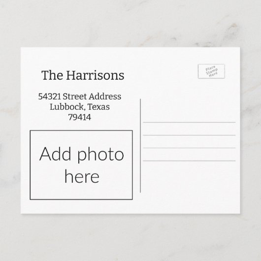写真、引っ越しました、はがきのお洒落追加 ポストカード (裏面)