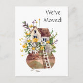 写真、引っ越しました、水彩の花を追加 ポストカード (正面)