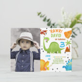 写真 恐竜 誕生日 招待状 男の子 (スタンド正面)