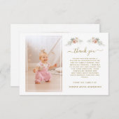 写真 愛する人の記憶 ダスティ ローズ ホワイト フラワーズ サンキューカード (正面/裏面)