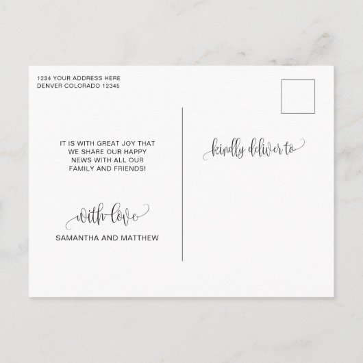 写真、我々白得書婚約した婚約 案内ポストカード (裏面)