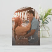 写真 – 手書き縦日付4円弧を保存 招待状 (スタンド正面)