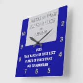 写真、文字、削除付きのスポーツチーム贈答品 スクエア壁時計 (傾斜)
