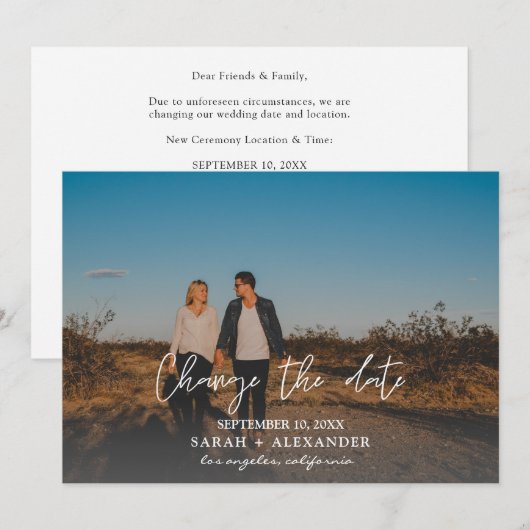 写真 – 日付の変更 招待状 (正面/裏面)