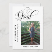 写真 書道 卒業おめでとう 招待状 (正面)