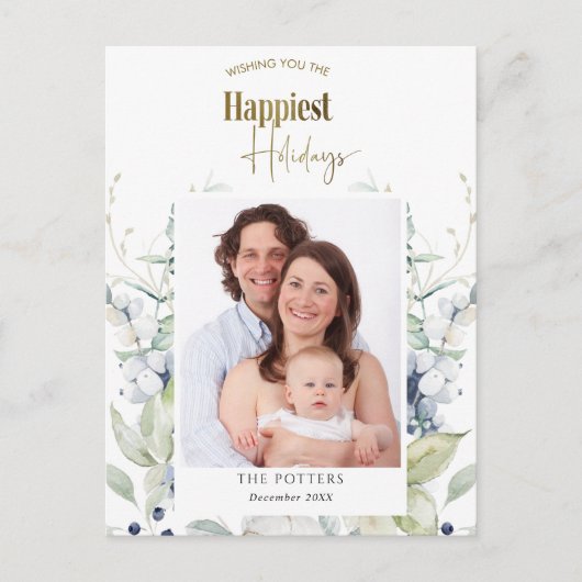 写真、最も幸せな休日、冬の緑の休日 ポストカード (正面)