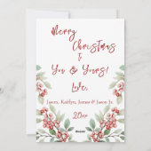 写真 松の葉 グリーン ホリー 赤 クリスマスおめでとう シーズンカード (裏面)