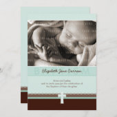 写真　洗礼式招待状 :: 純粋な３ページ 招待状 (正面/裏面)