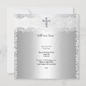 写真 洗礼 ラクロス ベビー 男の子 女の子 シルバー 招待状 (裏面)