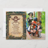 写真 海賊のジョリー・ロジャー 誕生日パーティー 招待状 (正面)