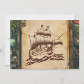 写真 海賊のジョリー・ロジャー 誕生日パーティー 招待状 (裏面)