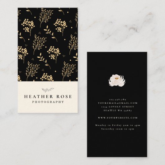 写真（濃い黒の背景）ロゴ写真 名刺 (正面/裏面)