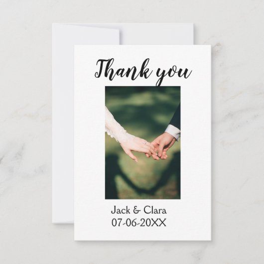 写真 現代 エレガント シンプル ウェディング サンクス サンキューカード (正面)