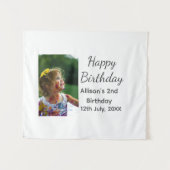 写真 現代 クラシック 名前 日付 ハッピーバースデー タペストリー (正面(横))