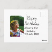 写真 現代 クラシック 名前 日付 ハッピーバースデー ポストカード (裏面)