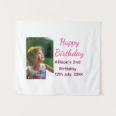 写真 現代 クラシック 名前 日付 ハッピー バースデー タペストリー (正面(横))