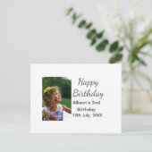 写真 現代 クラシック 名前 日付 ハッピー バースデー ポストカード (スタンド正面)