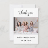 写真 白いエレガントな ブライダルシャワー サンキューカード (正面)